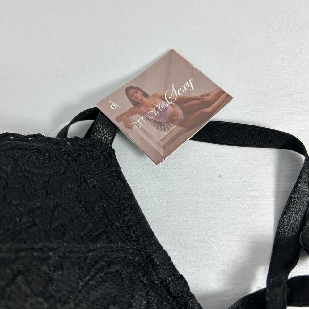 Smart & Sexy Bra Womens Size 42DD Black Signature Lace Push Up 85046 Underwire - Picture 2 of 7